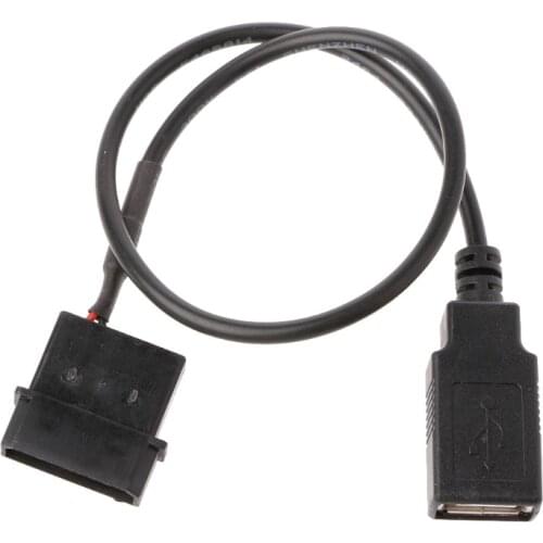 30cm PC Internal 5V 2-Pin IDE Molex To USB 2.0 Type A Female Power Adapter Cable