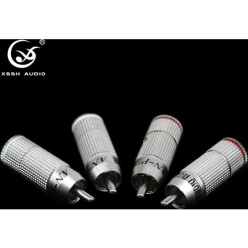 4pcs 8pcs RCA XSSH Audio YIVO Hi-End HIFI DIY 9mm Rhodium Plated Brass Copper Male Audio RCA plug Plugs Connector Jack