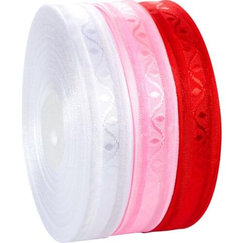 45Meters/Roll 20mm Width Jacquard Yarn Organza Lace Ribbon DIY Craft Decor Wedding Party Gift Wrapping Ribbon Christmas Supplies