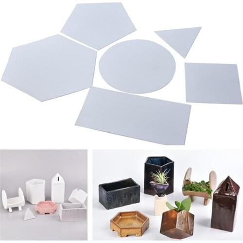 6 Pieces/set of Pottery Clay Board Forming Geometric Board PVC Contour Board Round Polygon Creative Ceramic Tools