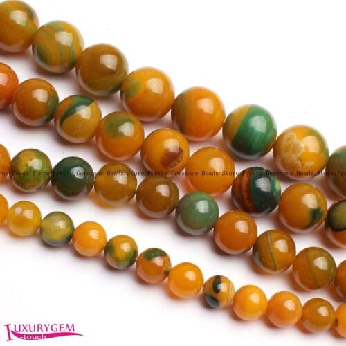 High Quality 8,10,12,14mm Smooth Yellow Green Natural A gate Round Shape Gems Loose Beads Strand 15" Jewellery Making wj345