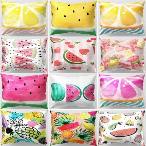Fruit Pillow Case Cover Long Decorative Rectangular Pillowcase 50*30 cm Watermelon for Sofa Chair Home Decor Strawberry Banana