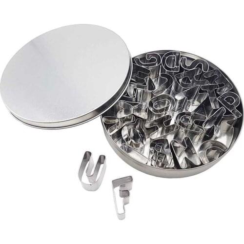 Premium Stainless Steel 26 Alphabet Letter Cookie Cutters Mold Biscuit Number Cutter Set Cake Decorating Moulds