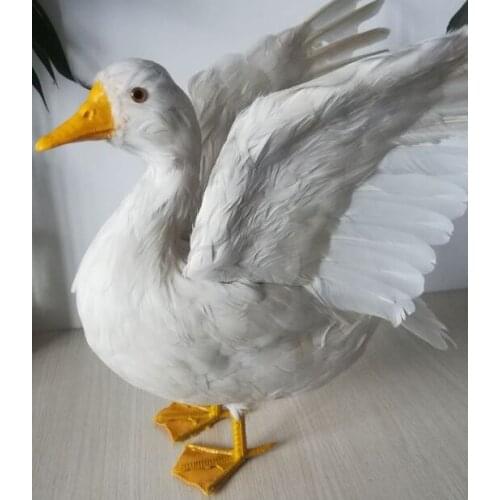 Simulation duck hard model large 35x50cm white feathers duck with spreading wings home garden decoration gift b1050