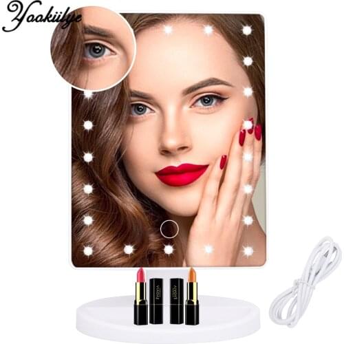 Vanity Lighted Makeup Mirror with 10X Magnifying Mirror 22 LED Lighted Mirror Touch Screen 180 Degree Rotation Cosmetic Mirror