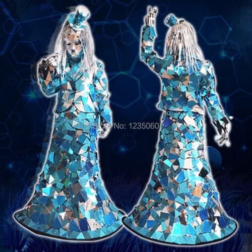 WYY Silver Mirror man Costume Golden Mirror girl show stage Performance costumes Cosplay