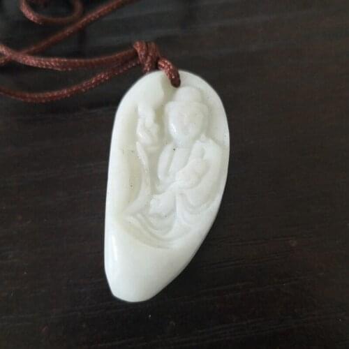 Lantian chalcedony Mother Buddha Amulet Pendant NO. 300