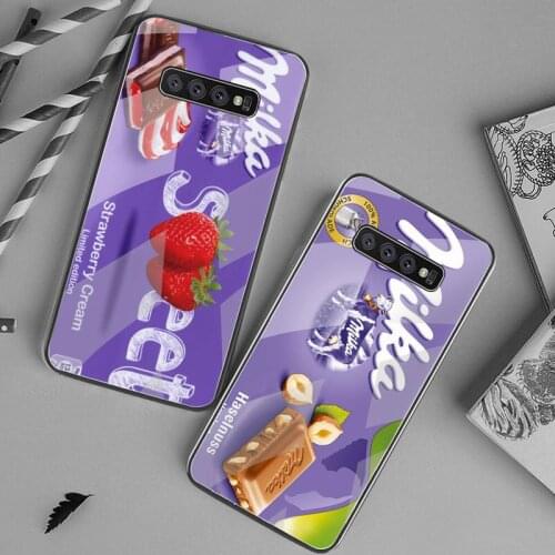 Cute Chocolate Milka Phone Case Tempered Glass For Samsung S20 Plus S7 S8 S9 S10 Plus Note 8 9 10 Plus