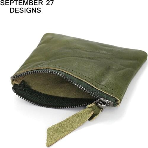 New Style Simple Mini Zipper Coin Purses Women Genuine Leather High Quality Casual Small Credit Card Wallet Lady Retro Money Bag