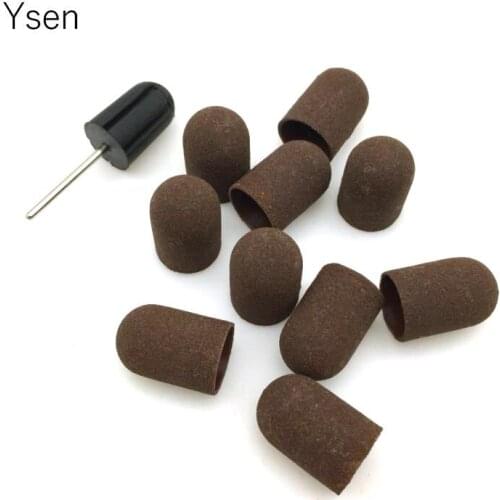 10pcs 16*25mm Nail Drill bits Block Sanding Caps Bands Rubber Mandrel Grip Manicure Pedicure Tools Polishing Accessories