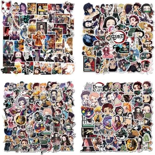50pcs/100pcs Demon Slayer My Hero Academia Stickers Skateboard Luggage Graffiti Decals Laptop Sticker Birthday Gift Toys