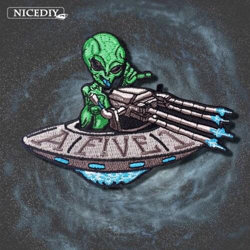 Nicediy Alien UFO Patches Iron On Embroidered Patches For Clothing Space Badges On Clothes DIY Patches On Jacket Coat Appliques