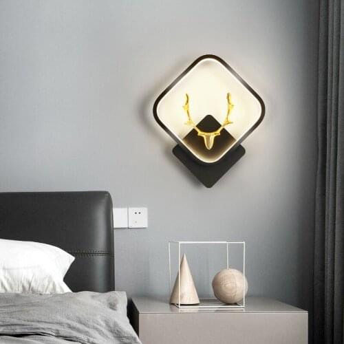 Nordic deer head wall lamp bedroom bedside LED wall lamp wall light aisle LED wall light modern antler lamp factory direct