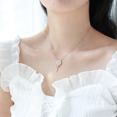 YUN RUO 2018 New Rose Gold Color Adjust Crystal Lollypop Pendant Necklace Fashion Chic Titanium Steel Woman Jewelry Never Fade