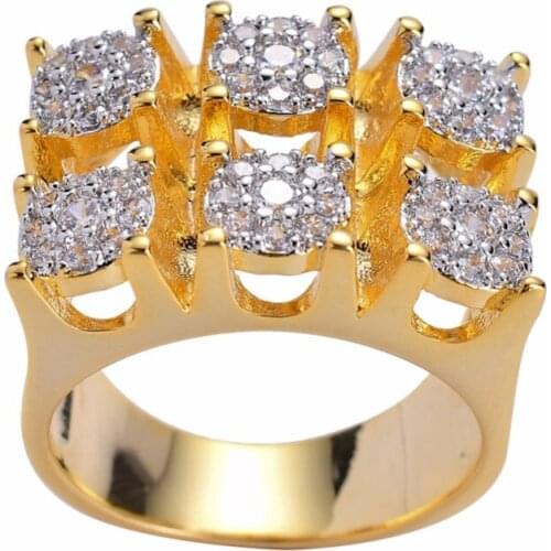 New Fashion Hip Hop Jewelry Iced Out Bling Punk Party Brass Ring Pave AAA Cubic Zirconia for Men and Women Gifts