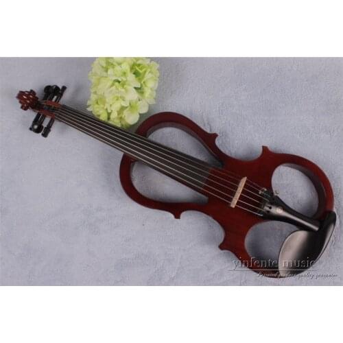 One 6 string 4/4 Electric Violin Solid wood 20--28# brown color