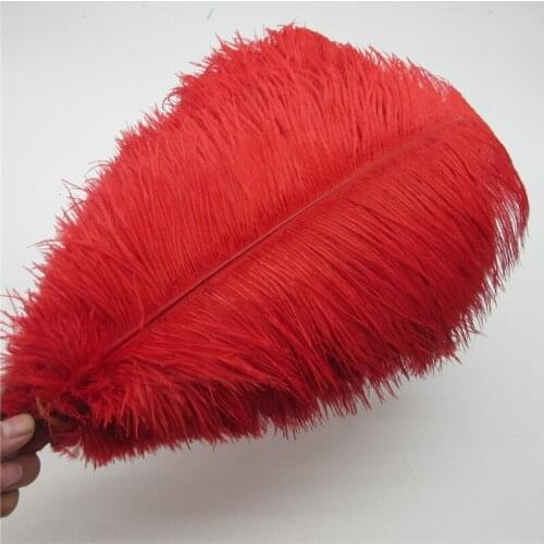 Wholesale 100 Pcs/Lot Natural Ostrich Feathers Hard rod 15-75CM Hotel Party Wedding Decorations Jewelry plumes Red Feather