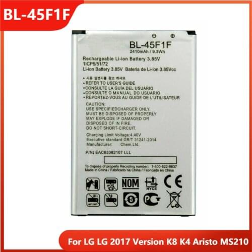 Original Phone Battery BL-45F1F For LG LG 2017 Version K8 K4 Aristo MS210 BL-45F1F Replacement Rechargable Batteries 2410mAh