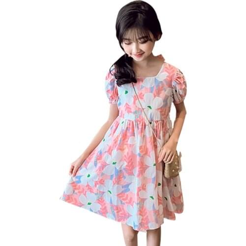Dresses For Girls Floral Girls Pattern Dress Casual Style Dress For Kids Summer Costumes For Girls 6 8 10 12 14