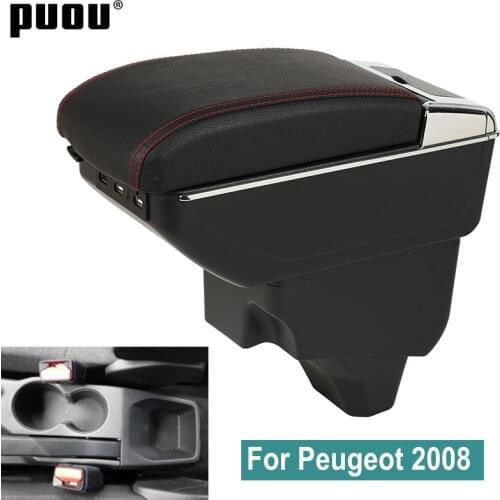 Armrest Box For Peugeot 2008 For Peugeot 208 Car Armrest 2019 2020 2021 Retrofit parts Interior Storage accessories box USB LED