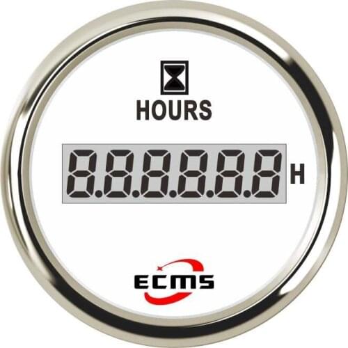 Marine Boat Yacht Outboard Engine Digital Hour Meter Gauge 9-32V 52mm 2 Inch 316L Bezel