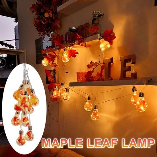 Holiday Lighting Decoration Solar Waterproof Outdoor Lantern String Led Maple Leaf Bulb Light String Halloween Decoration