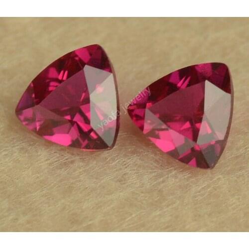Sale 3x3mm~10x10mm Hardness 9 7# Middle Red Rubys Trillion Shape Cut Loose Lab Created Corundum Gems Stone For Jewelry