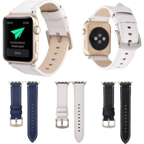 Litchi Genuine Leather Strap for Apple Watch Series 3 2 1 Band Belt with Classic Buckle Bracelet for iWatch Wristband 42mm 38mm