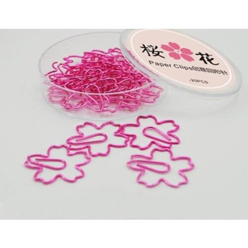 Pink clip metal paper clip bookmark office stationery sakura paper clips