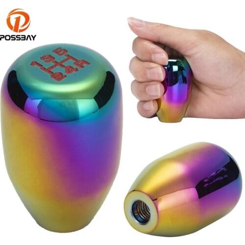 POSSBAY Car Shift Knob 5 Speed Colorful Aluminium Alloy Gear Stick Lever Handbrake Covers Universal for Audi Bmw Honda Mini Ford