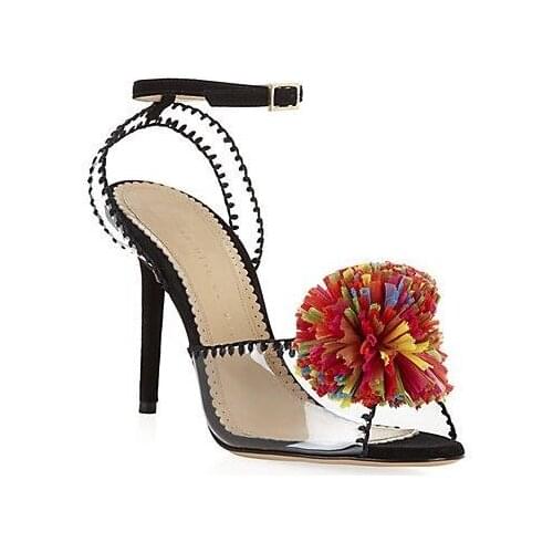 Concise Thin High Heel PVC Colorful Ball Designer Summer Sandals Women Open Toe Strap Buckle Summer Dress Shoes