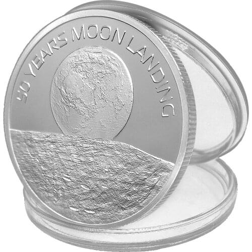 2019 Moon Landing Silver Souvenir Commemorative Coins Art Collection Gifts