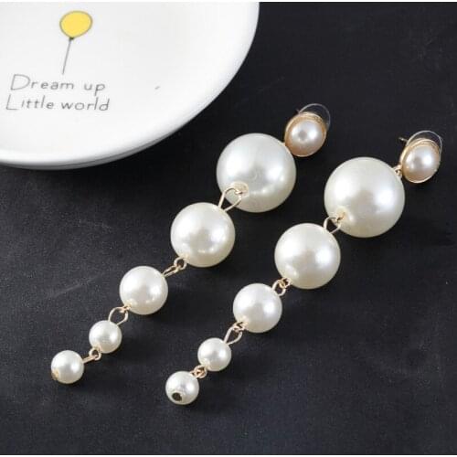 Fashion Imitate Pearl Earrings Long Pendant Earrings for Women Girls Party Jewelry OL Hyperbole Style for her