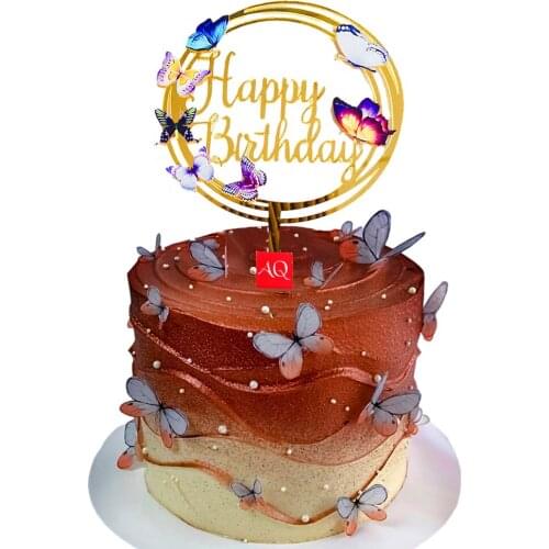 Happy Wedding Anniversary Cake Topper Flowers Acrylic Toppers Cake Decorating Tools Birthday Party Decorating Supplies