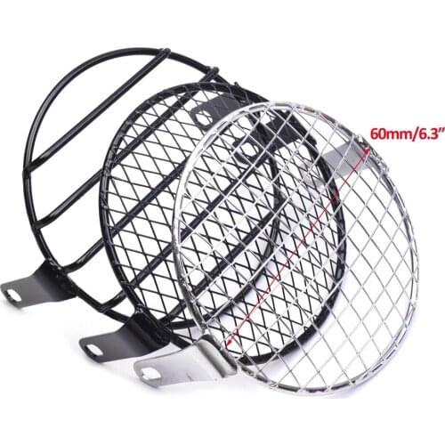 Vintage Headlight Motorcycle Mesh Grill Metal Black Silver Bullet Headlight Mask Cover Retro for Harley CG125 Ducati Cafe Racer