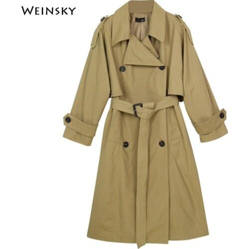 Women Office Lady Style Solid Color Long Windbreaker And Outwear Fashion Sashes Office Coat Design Trench