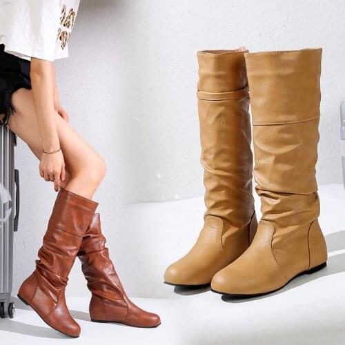New Style Women Shoes PU Boots Feminino Comfortable Walking Thin Block Heel Shoes Woman Bottes Pour Femmes Printemps Et Automne
