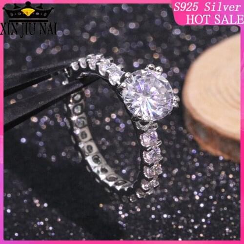 925 sterling silver sapphire cubic zirconia ring Inlaid with single row of diamonds rings for women Retro luxury brand jewelry