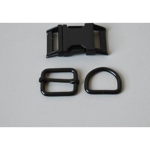 100 Suit (Metal Buckle+Adjust Buckle+D Ring/Set) Manufacturer Zinc Alloy 25mm Black High Quality Plated