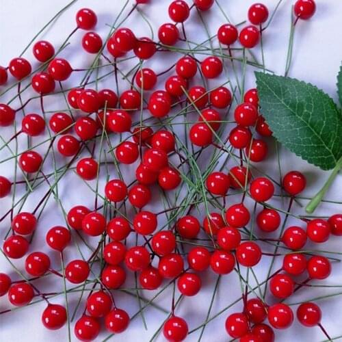 100pcs Small Pearl Plastic Stamens Artificial Flower Small Berries Cherry for Wedding Christmas Cake Box Wreaths Decoration