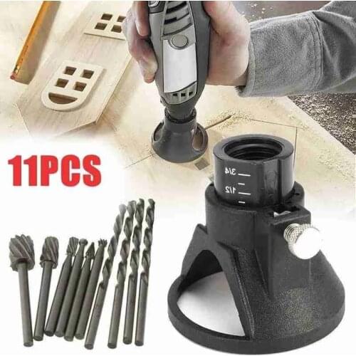 11pcs Dremel Rotary Multi Tool Router Drill Bits Set Horn Accessories For Electric Grinders File Combination Set Attachment Kit