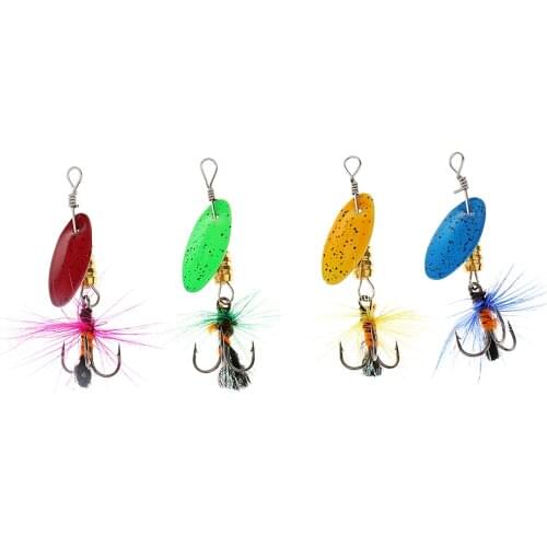 4 Pcs Spinnerbait Metal Fishing Lures Spinner Bass Baits with Treble Hooks Minnow Bass Lures Saltwater Fishing Tackle Jigs Pesca