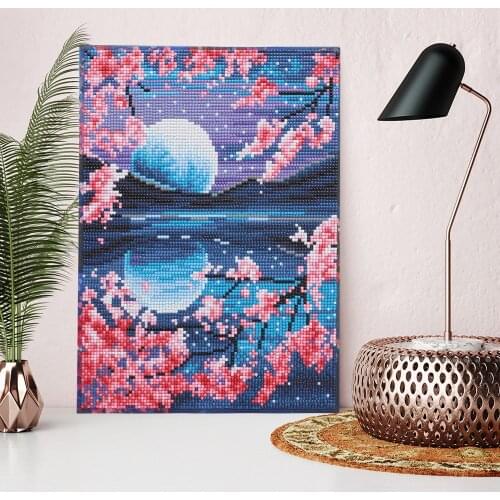 5D Diamond Painting Full Drill DIY Moon Scenic Rhinestones Pictures Diamond Embroidery Cross Stitch Gift Art Work With Frame