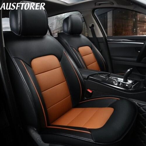 AUSFTORER Custom Genuine Leather Covers Seat for Ford Escape Kuga Accessories Seat Cover Cowhide Cushion Cars Protectors Styling