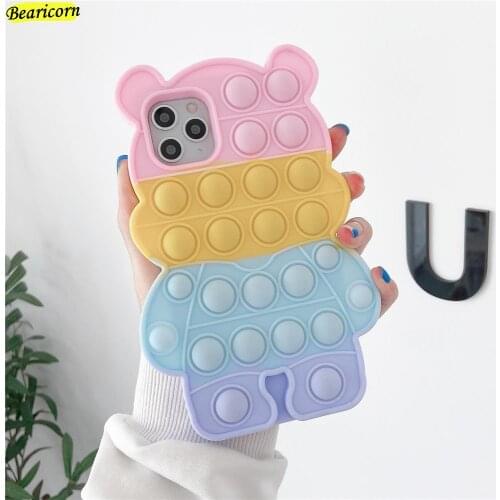 Pop Fidget Toy Bubble Case For Xiaomi Mi Poco M3 M2 Redmi Note 10 10S 9S 9 8 Pro Max 9T Power 10X 4G Soft Silicone Rainbow Cover