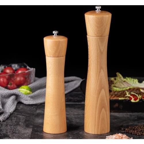 2 Size Large Bamboo Wooden Pepper Mill Salt Grinder Professional Pepper Mill 8"/10"