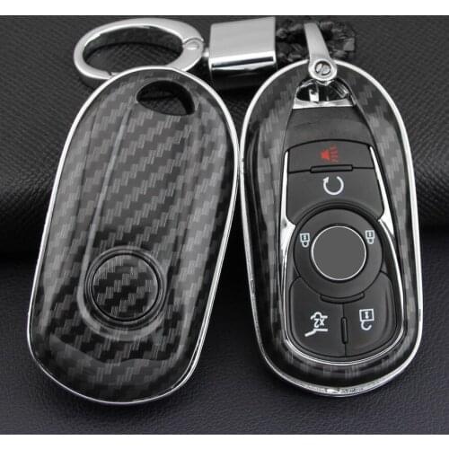 For Buick Enclave Encore Envision Lacrosse Regal Sportback TourX Smart Car Key Fob Chain Ring Hard Shell Cover Case Carbon Fiber