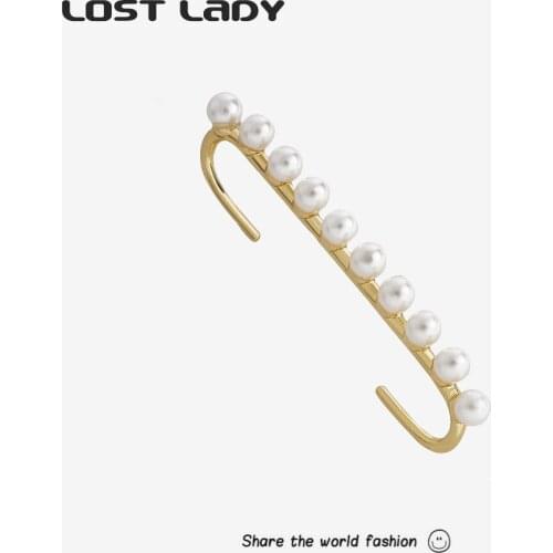 Lost Lady Korean Retro Simulated Pearl Ear Cuffs for Women Fashion Elegent No Pierced Clips On Ears Party Jewelry Gifts