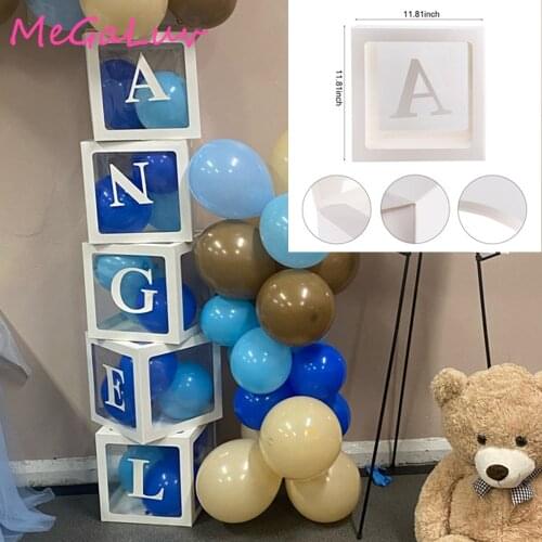 Baby Shower Transparent Alphabet Number Box DIY LOVE Baby Letter Balloon Box Birthday Balloon Wedding Birthday Party Decor Boxes