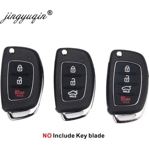 Jingyuqin Remote Key Shell for Hyundai 4 buttons SANTA FE ix35 i30 Folding Flip Key Blank Auto Replacement Parts Car Key